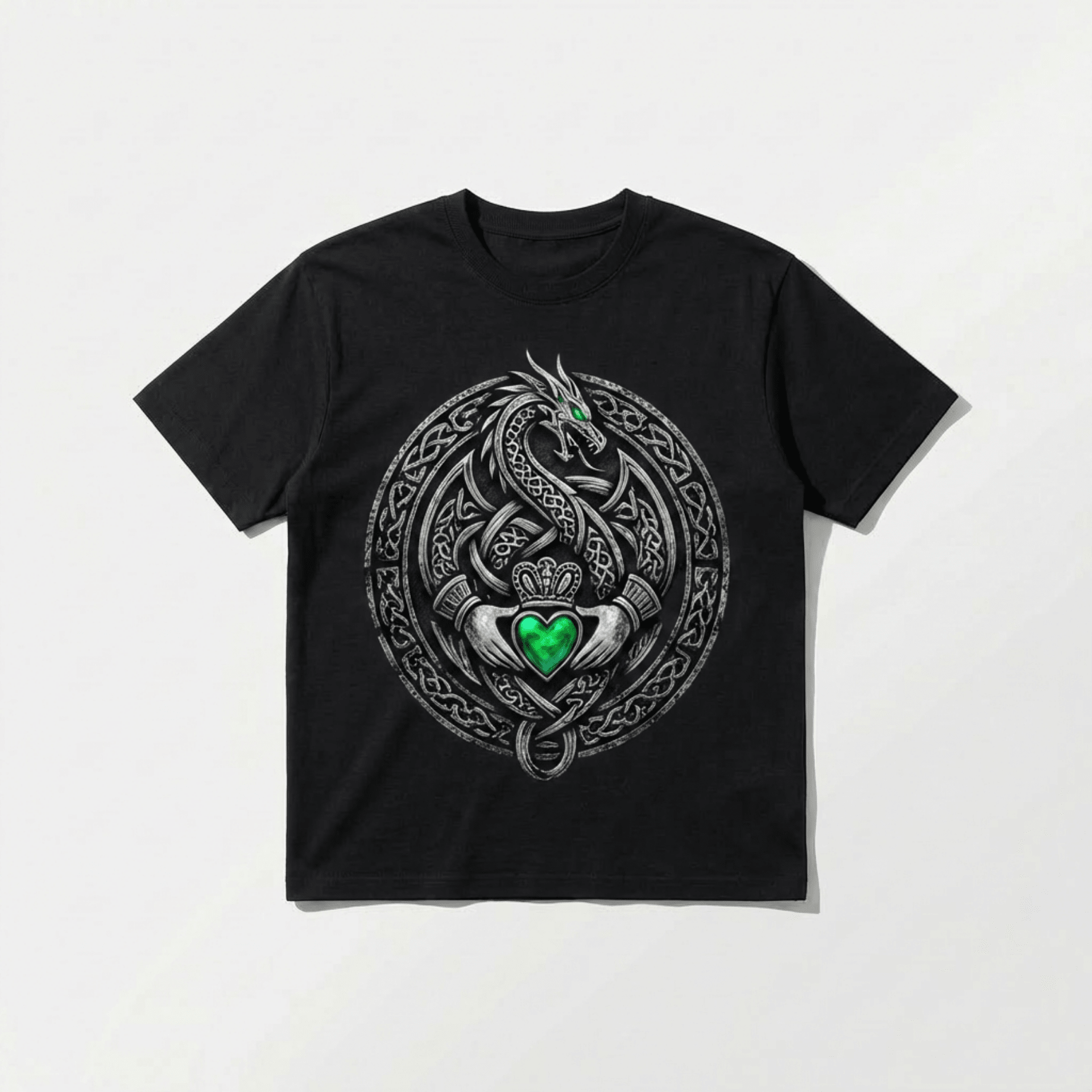 Celtic Dragon Claddagh T-Shirt - Lucky Clover Threads