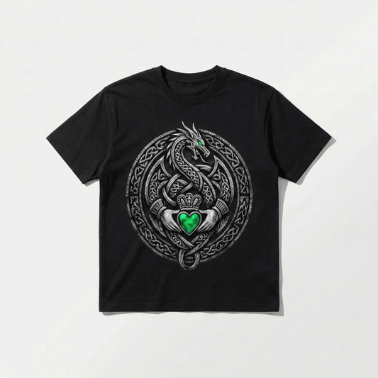 Celtic Dragon Claddagh T-Shirt - Lucky Clover Threads