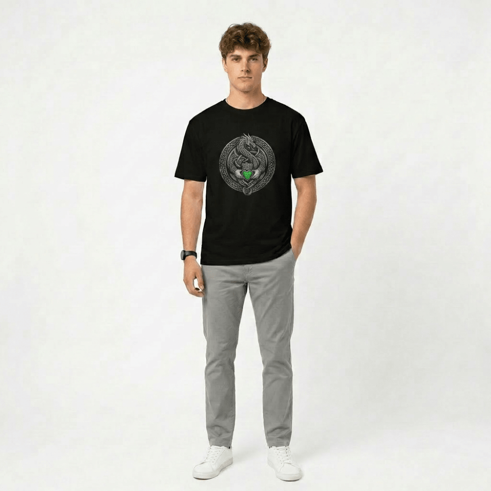 Celtic Dragon Claddagh T-Shirt - Lucky Clover Threads
