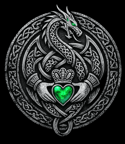 Celtic Dragon Claddagh T-Shirt - Lucky Clover Threads