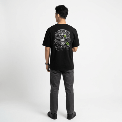 Lucky Clover Threads Men's Streetwear Graphic Tee - Irish Celtic Skull - Premium Cotton - Lucky Clover Threads