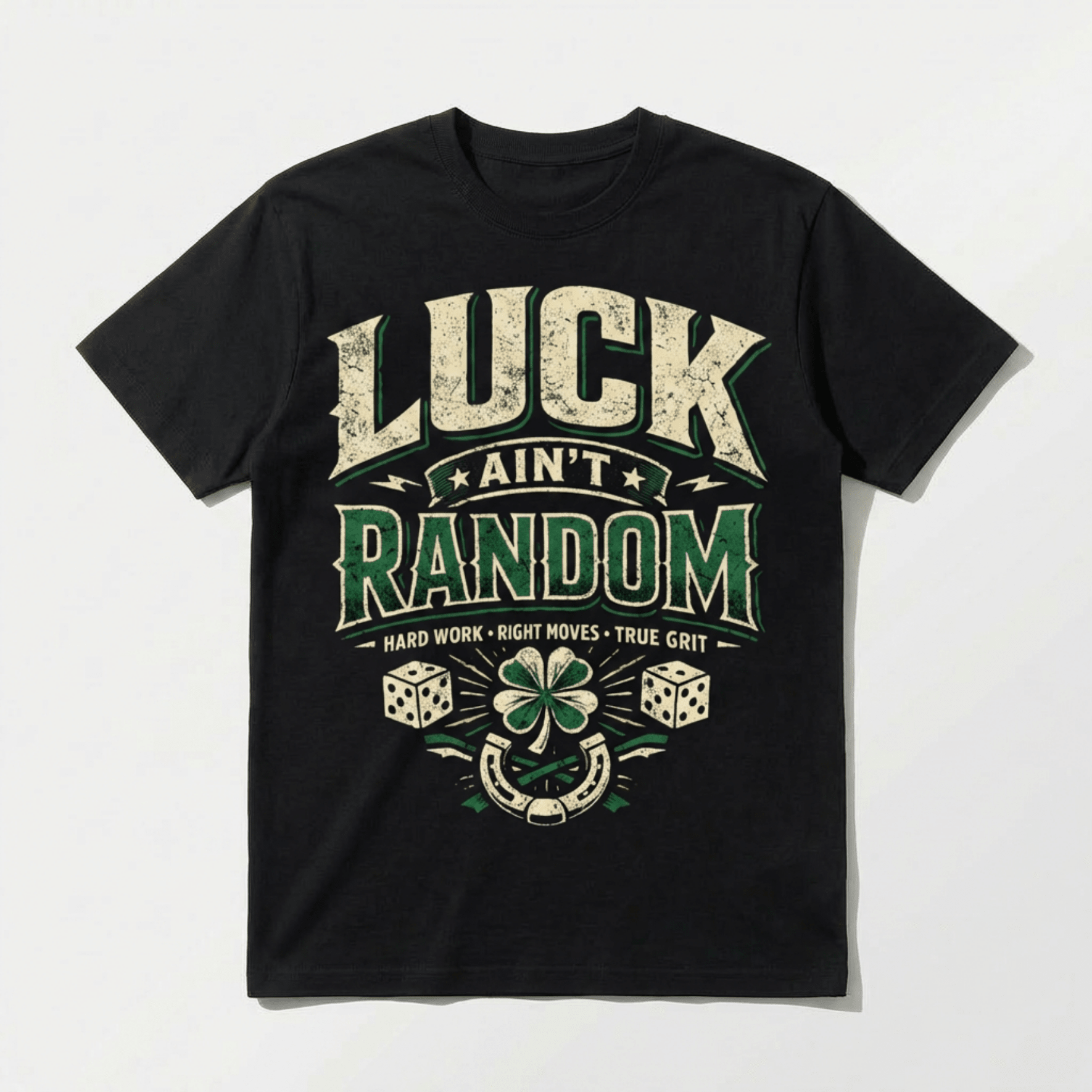 Luck Ain't Random Irish Heritage T-Shirt - Lucky Clover Threads