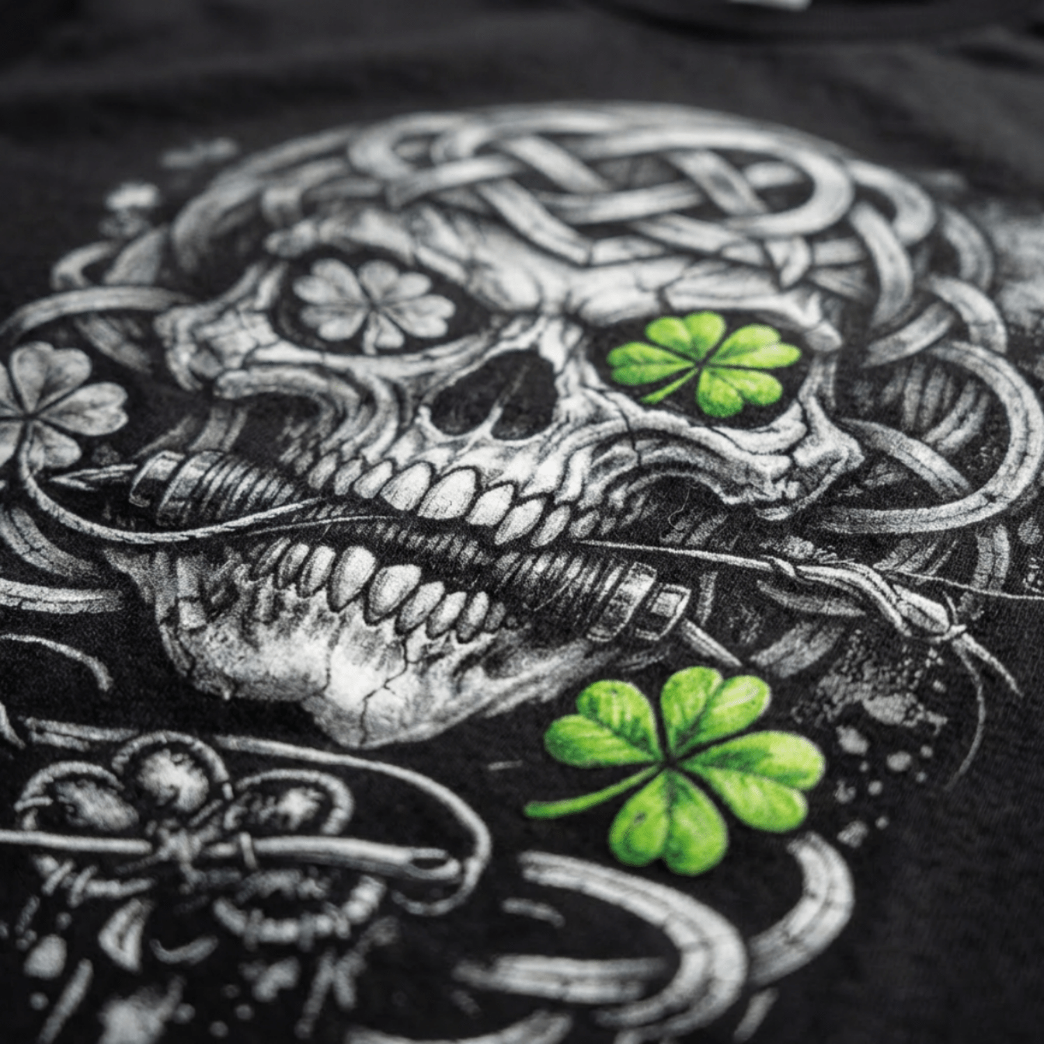 Lucky Clover Threads Men's Streetwear Graphic Tee - Irish Celtic Skull - Premium Cotton - Lucky Clover Threads