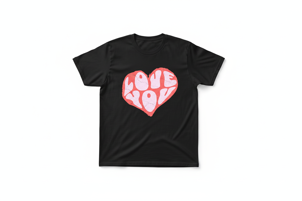 Love You Heart Tee Flat Lay