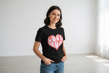 Love You Heart Tee on Black
