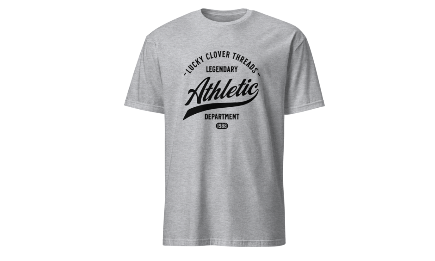 Gray t-shirt with black text on a white background