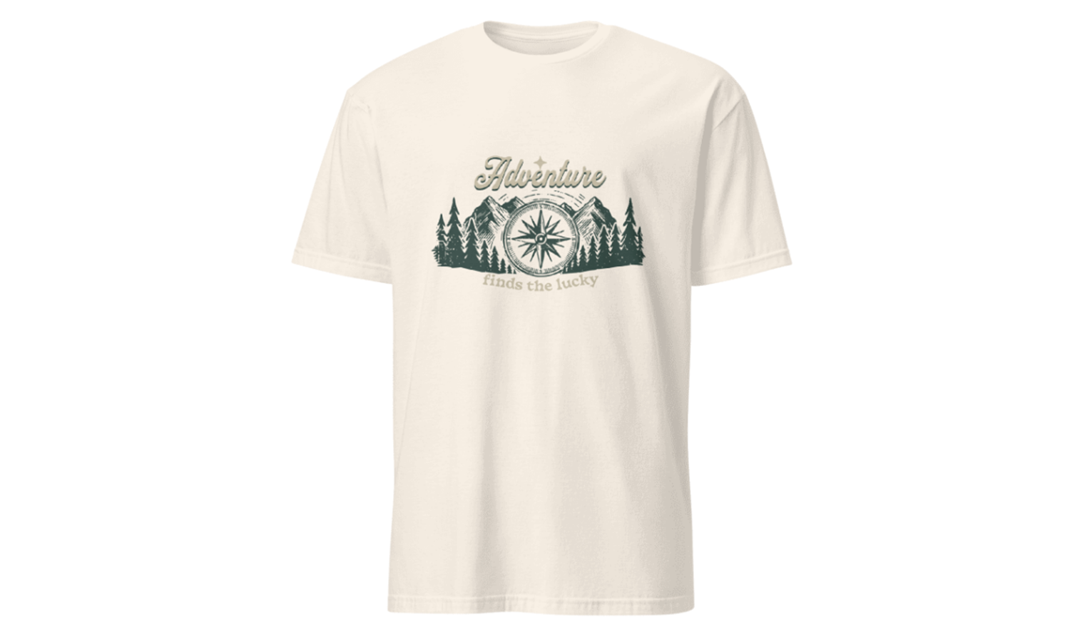 White t-shirt with 'Adventure' graphic on a white background