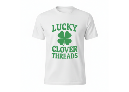 lucky clover threads logo t-shirt green font