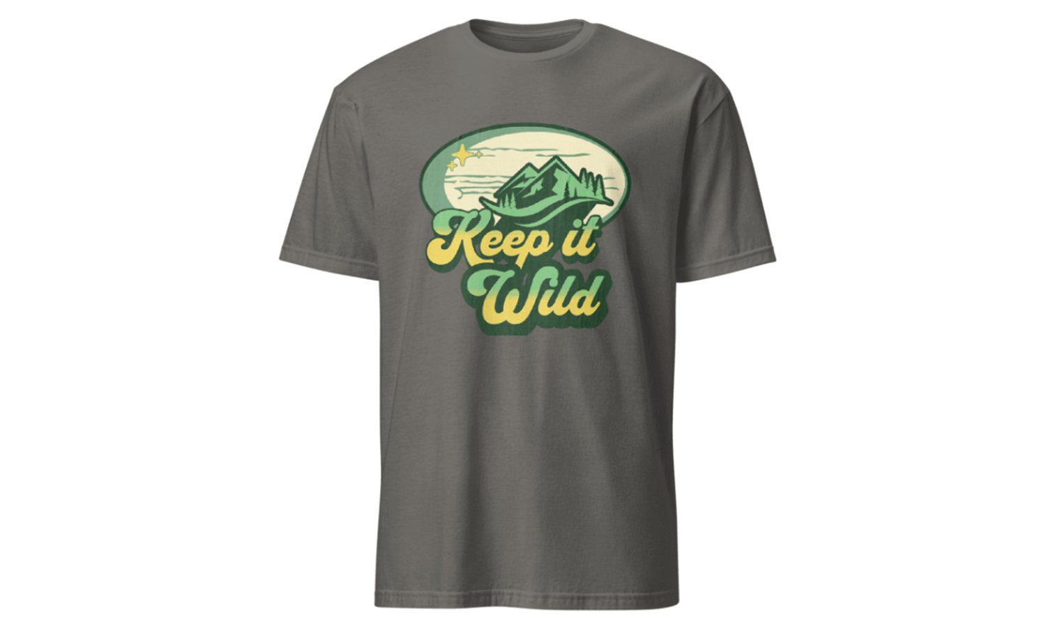 Gray t-shirt with 'Keep it Wild' graphic design on a white background