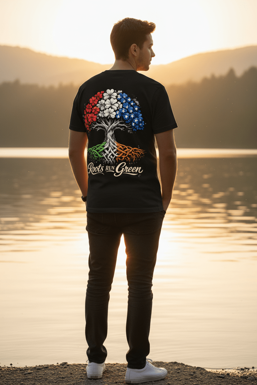 Roots Run Green Irish Heritage T-Shirt - Lucky Clover Threads